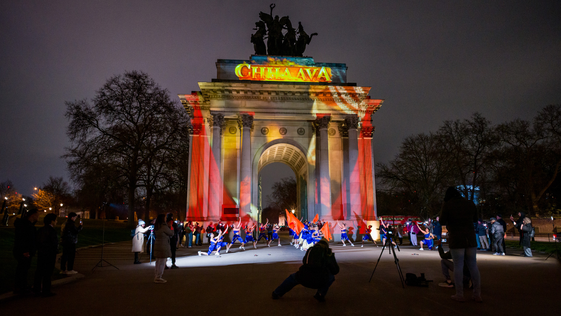 Chhaava projection mapping on Wellington Arch